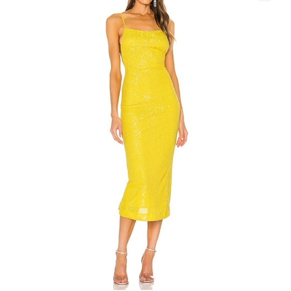 SOLD!!!!! NBD Athena sequin dress yellow sequins - Picture 2 of 6